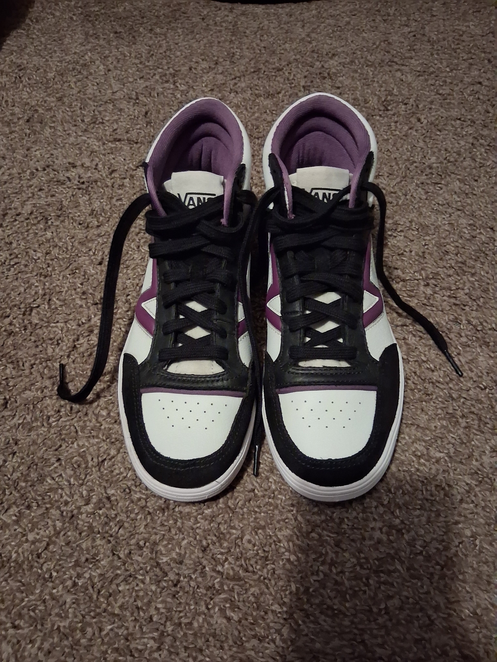 Vans, Unisex High-Top Sneakers in White, Black & Purple